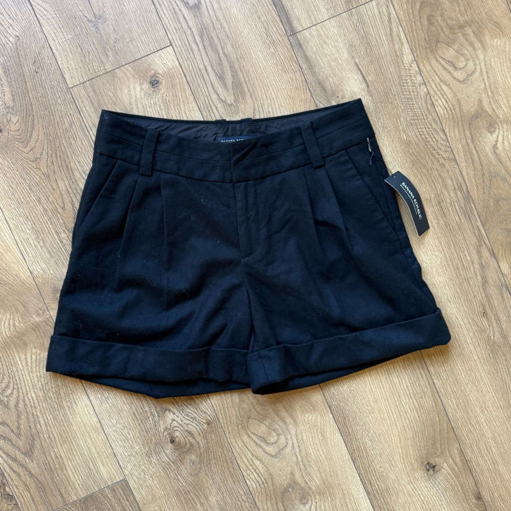 Banana Republic Black High-Waist Tailored Harrison Shorts